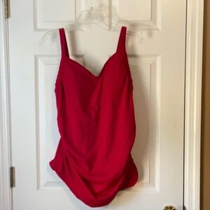 Catalina Women’s Red One Piece Ruched Tummy Control Swimsuit Size 3X (22W/24W)
